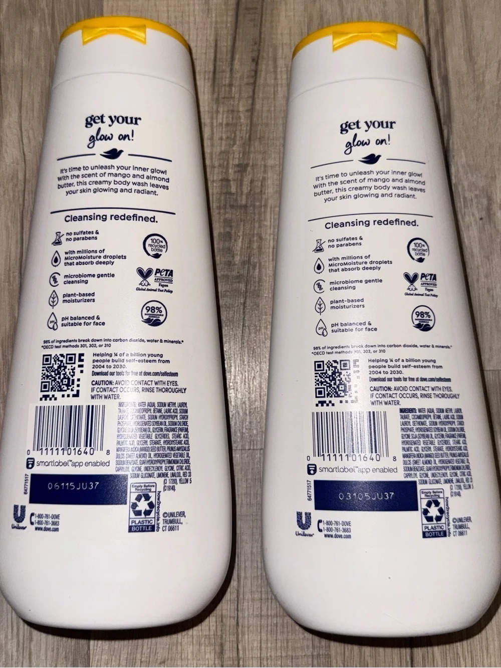 Dove Glow Mango + Almond Butter Body Wash - White & Yellow